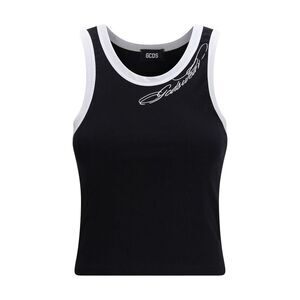 GCDS Black Cotton Tank Women's Tops